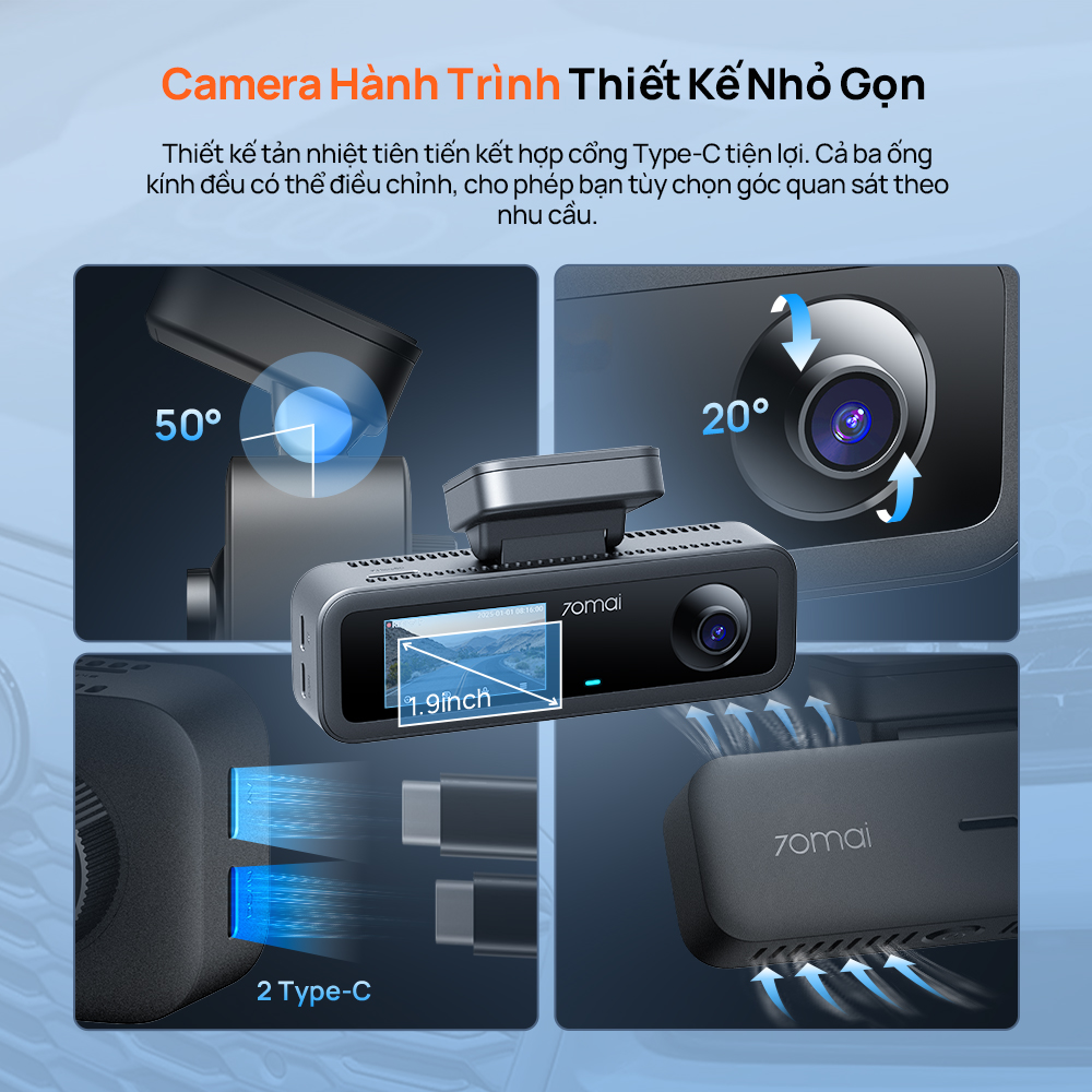 camera hành trình 70mai t400 ghi hình trước sau
