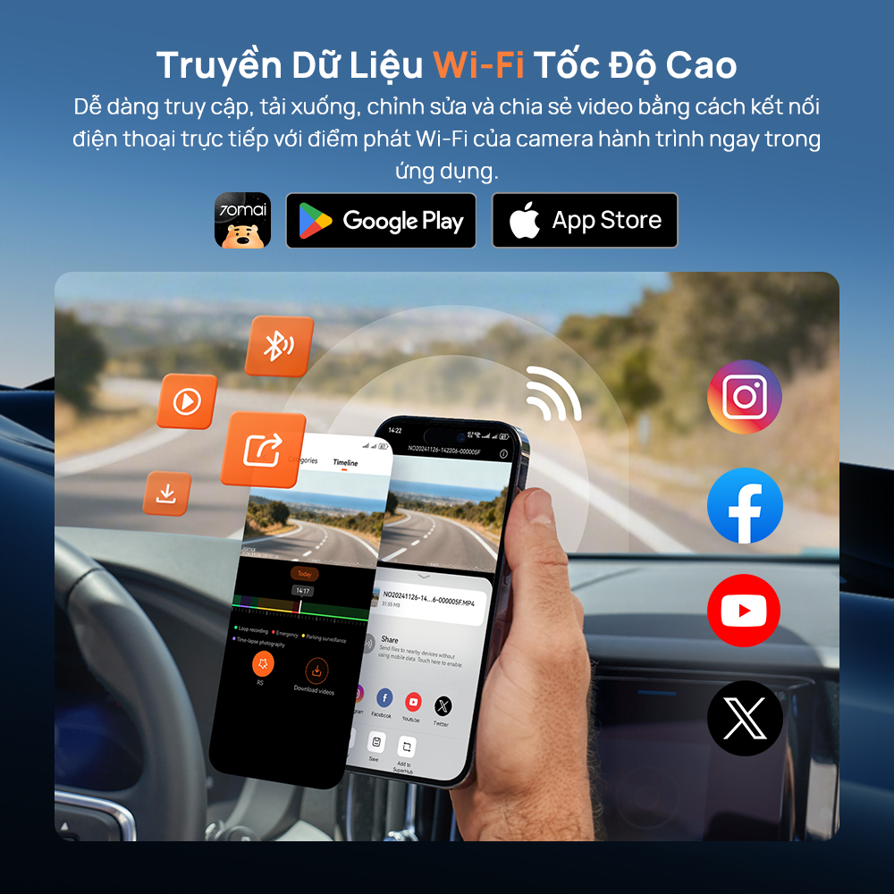 Camera hành trình 70mai T400 ghi hình trước sau và trong